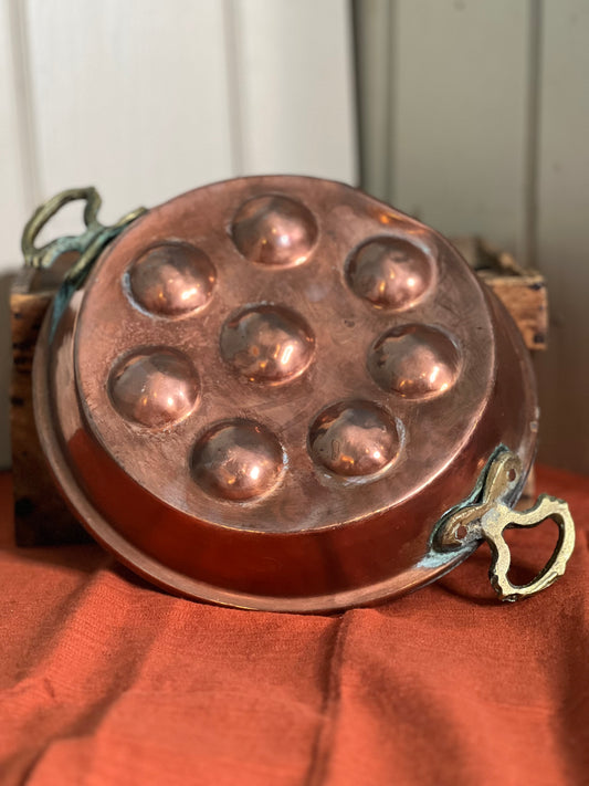 Copper Escargot Pan with Brass Handles